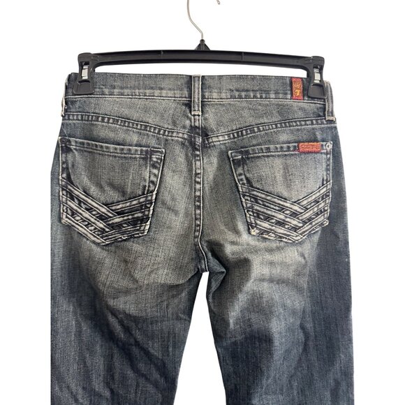 7 For All Mankind Dojo Flare Jeans Womens Size 25 Medium Wash Cotton Stretch Den - Picture 8 of 9